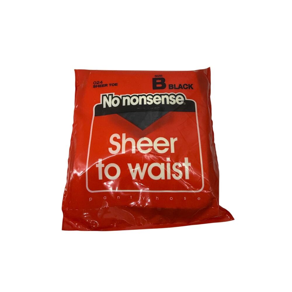 Vintage No Nonsense Women's Sheer to Waist Pantyhose Black Sheer Toe Womens B